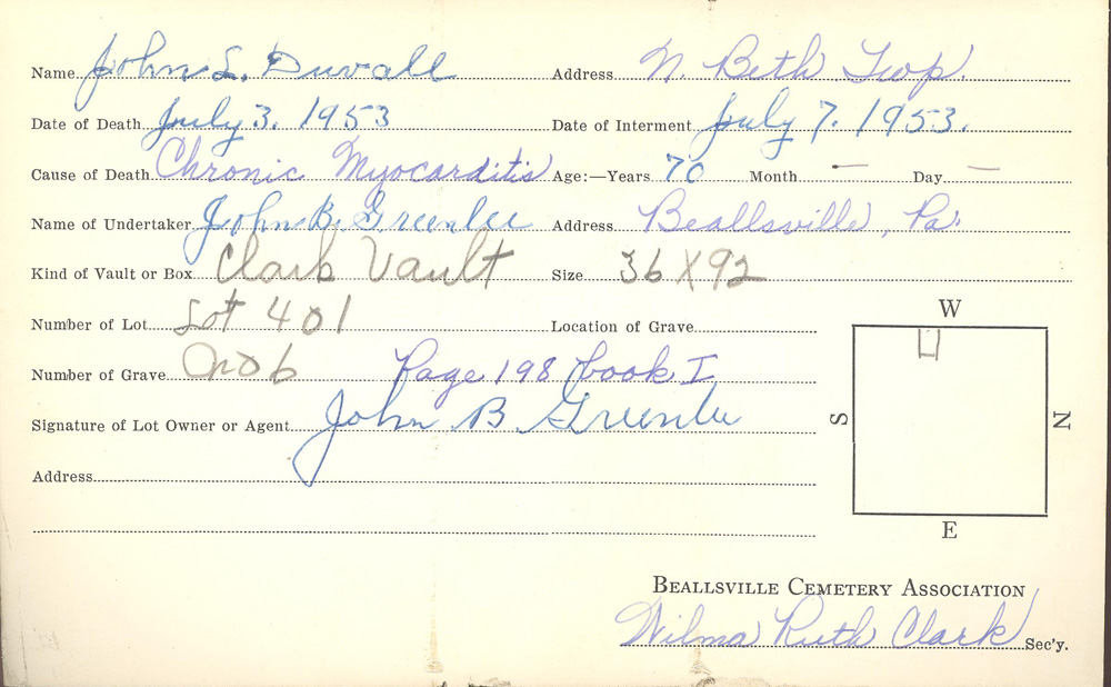 burial card